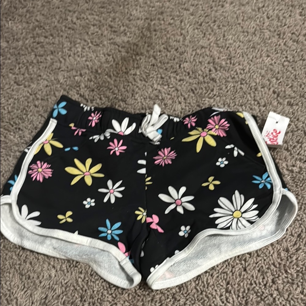 Justice Black Shorts with Floral Accents